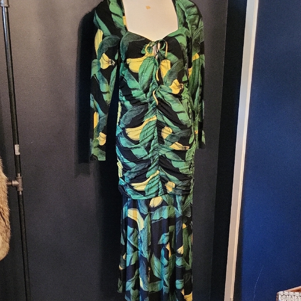 GANNI Tropical Leaf Print Dress